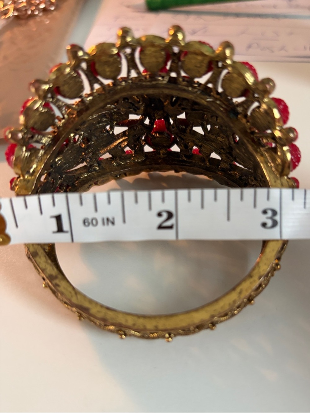 Pink Beaded Statement Cuff Bracelet - Picture 7 of 8